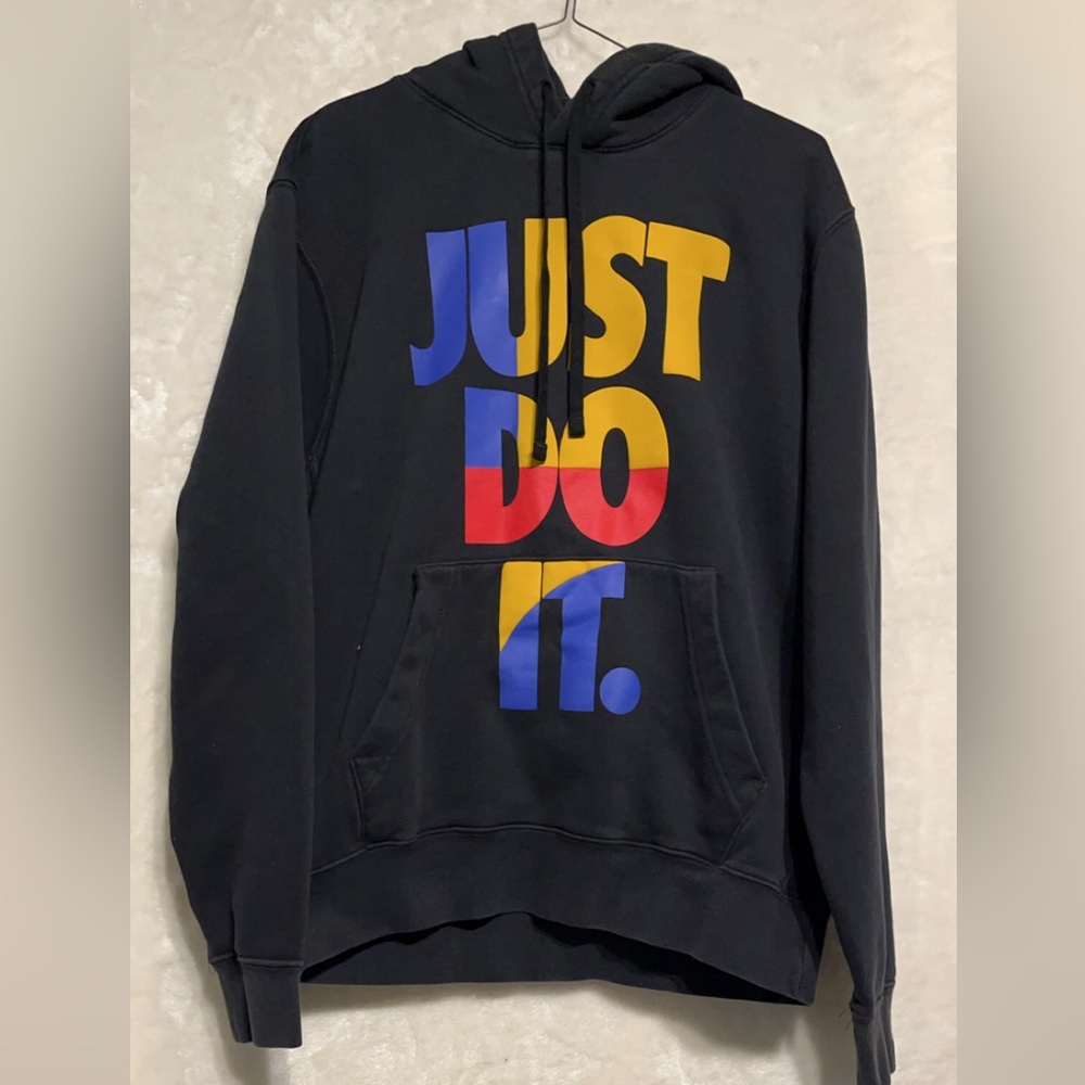 Nike Black Hoodie with Multicolor Just Do It Print